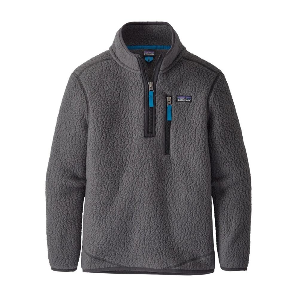 Patagonia Boys Retro Pile 1/4 Zip Gray Fleece Pullover Sweatshirt Size Large